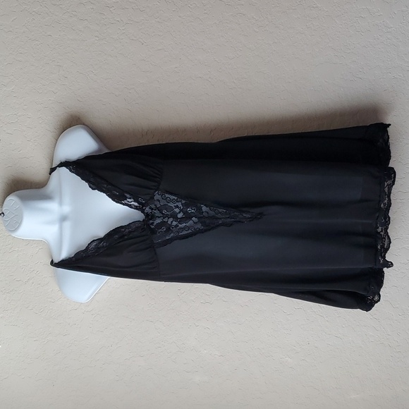 Women 2X Babydoll Lingerie Back Crisscross Lace Trim Chemise Sleepwear - Picture 1 of 10